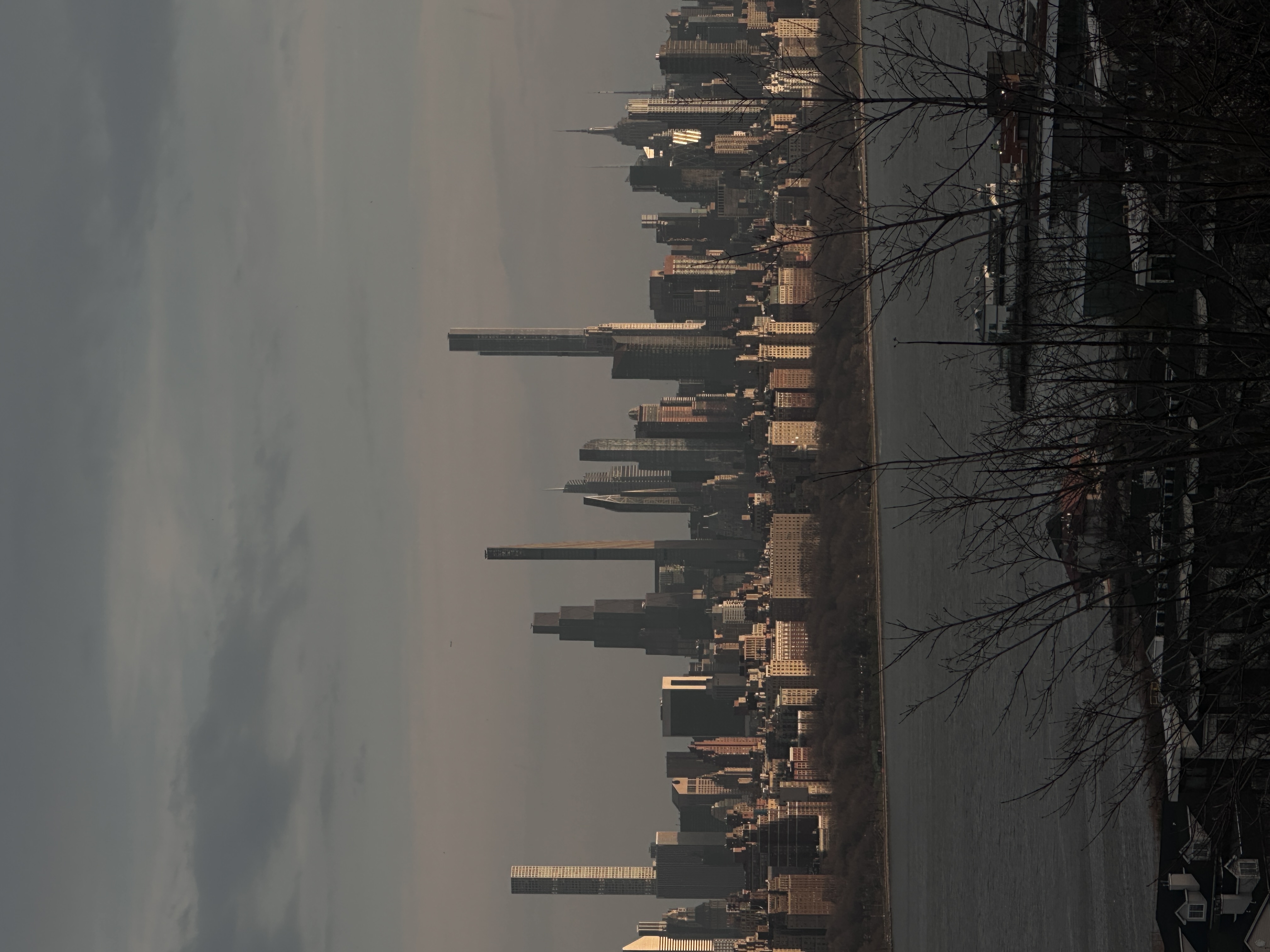 new york city just before sunset across the hudson river
